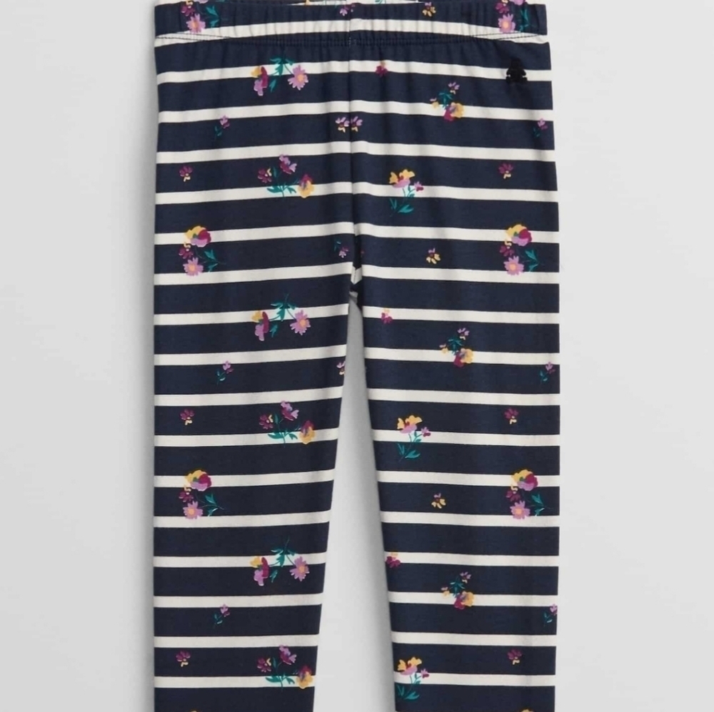 GAP Floral Navy & White Striped Leggings - Size 18-24 Months